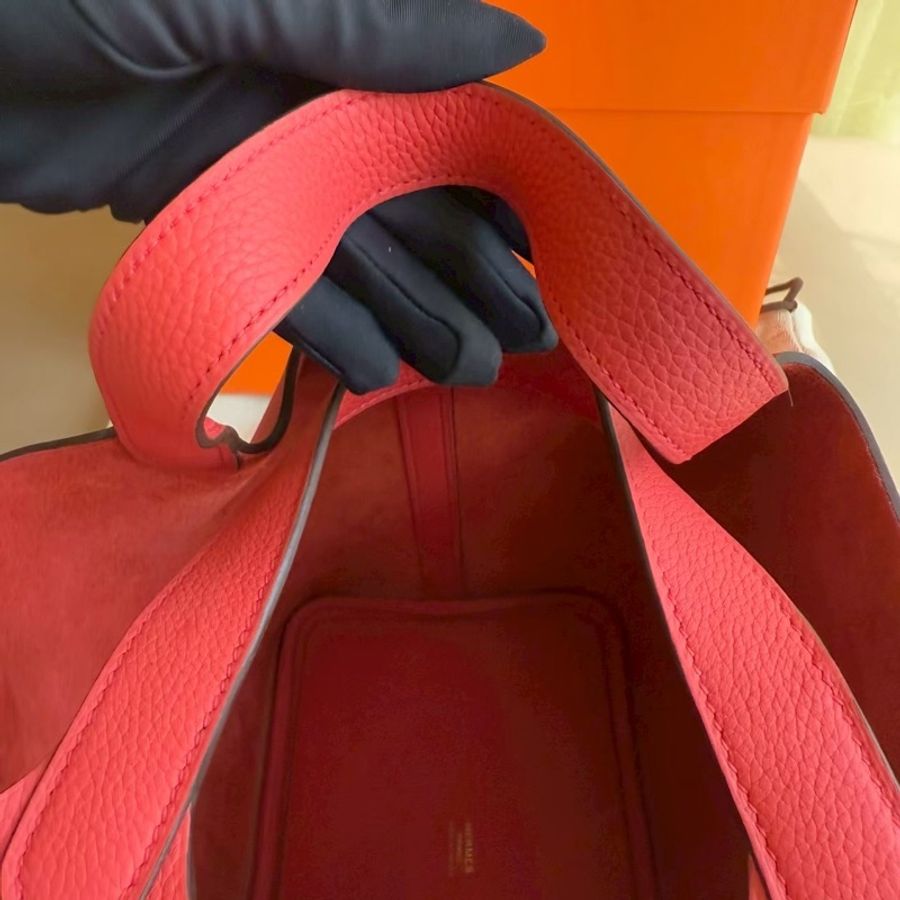 HERMES Picotin18 牡丹紅菜籃子-9