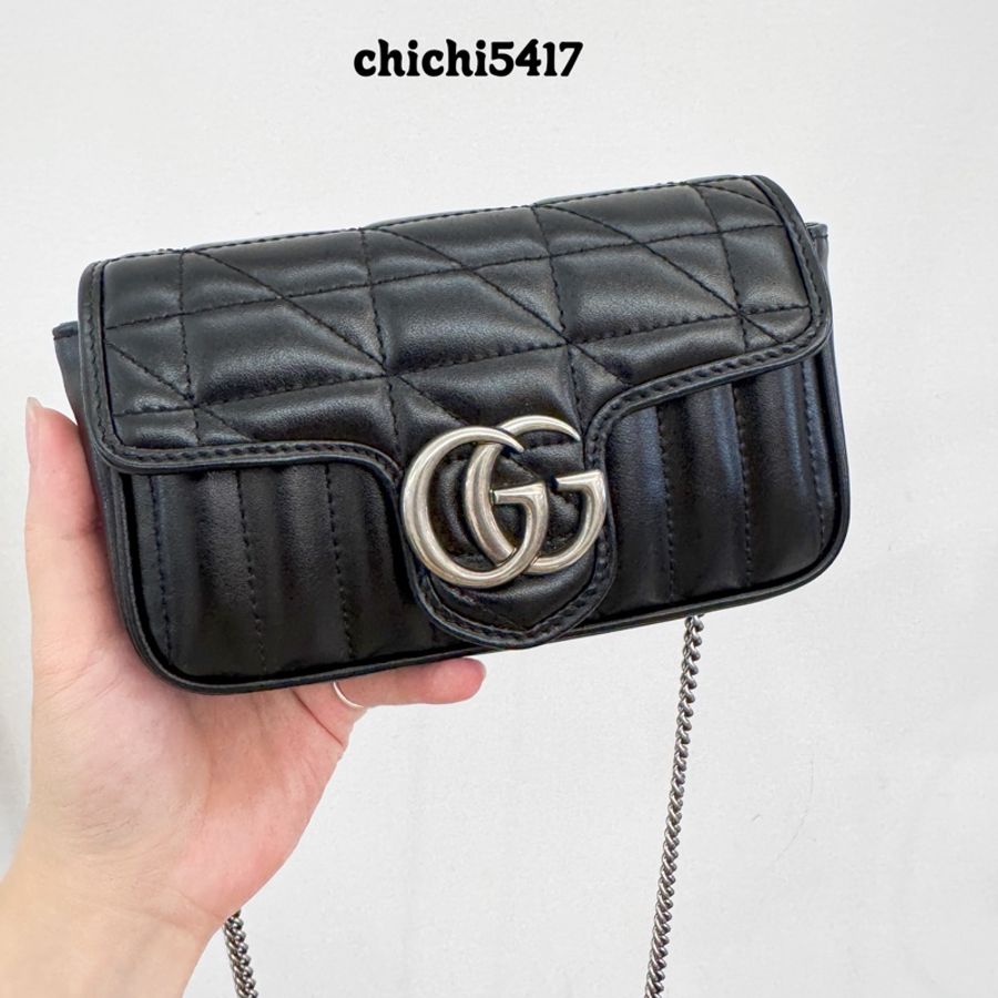 Gucci Marmont SuperMini黑牛皮迷你馬夢-0
