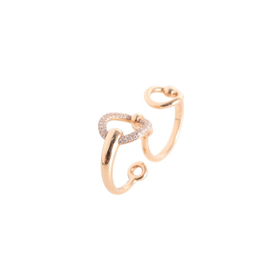 HERMES(愛馬仕)  18K玫瑰金 鑽石 玫瑰金 Double light 雙環戒指 18K-7