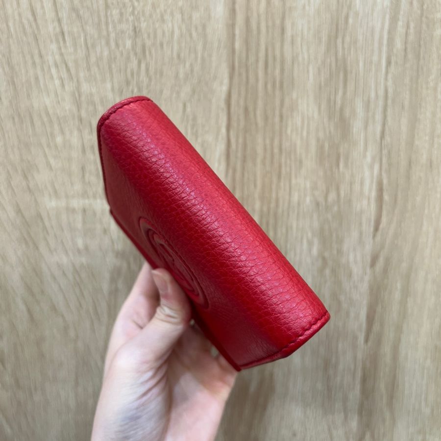 Gucci 紅牛皮Soho三折短夾-3
