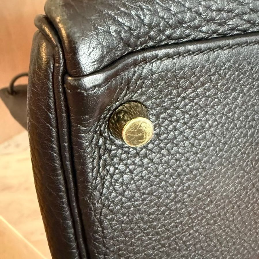 HERMES Kelly 32黑色金釦TC皮革手提肩背包-35