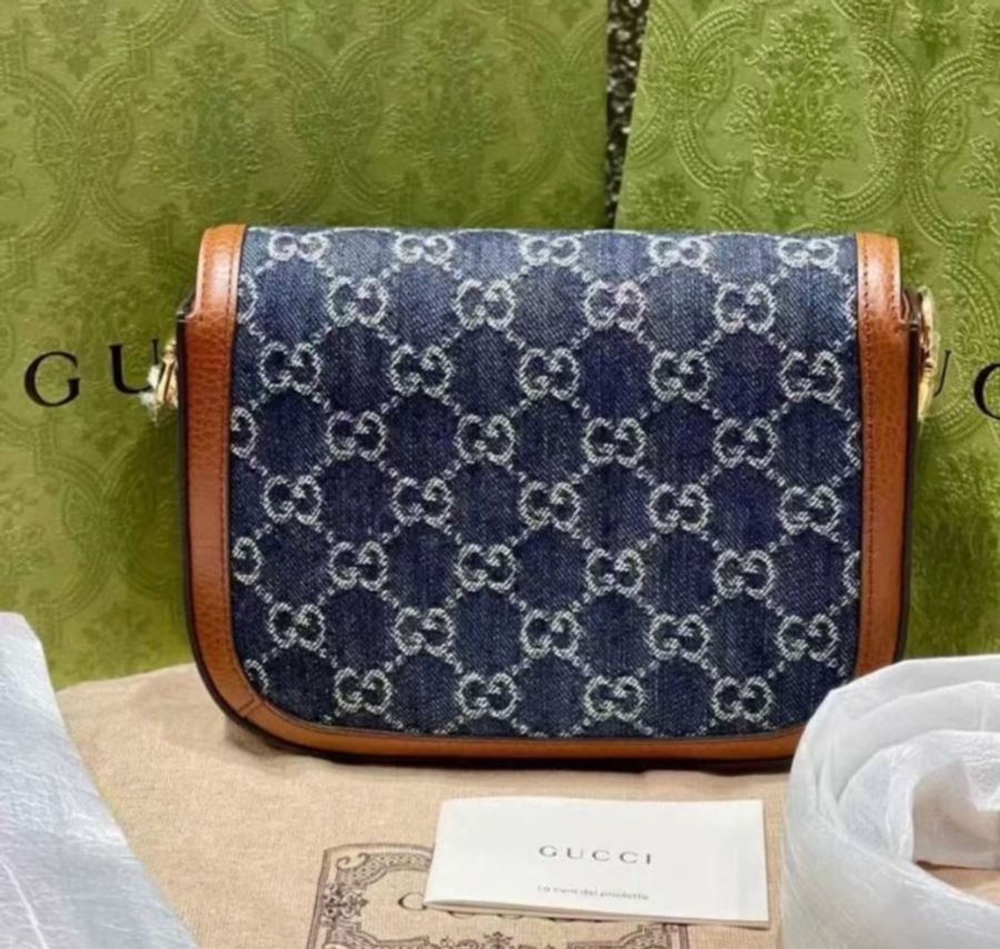 全新全套Gucci 1955馬鞍MINI 藍色丹寧牛仔-4