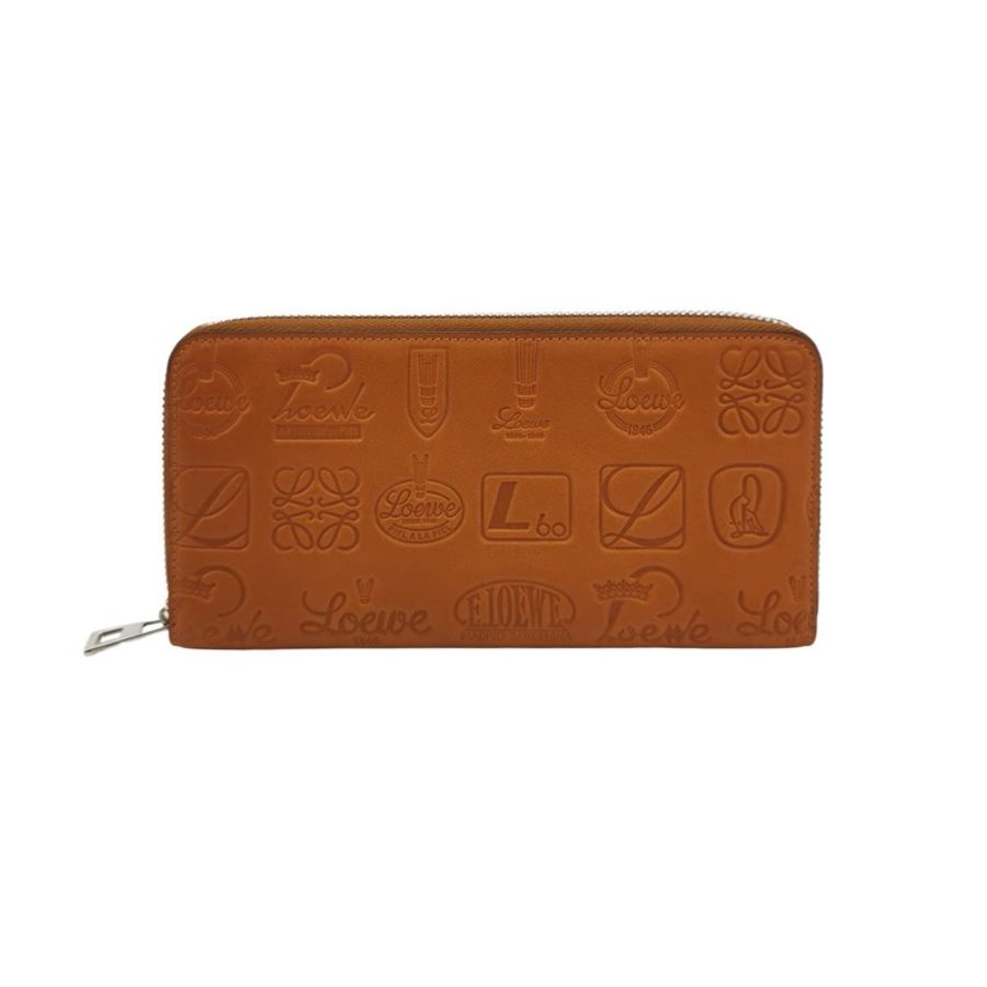 🤎 都會質感 ‧ Loewe 牛皮Logo壓紋拉鍊長-5