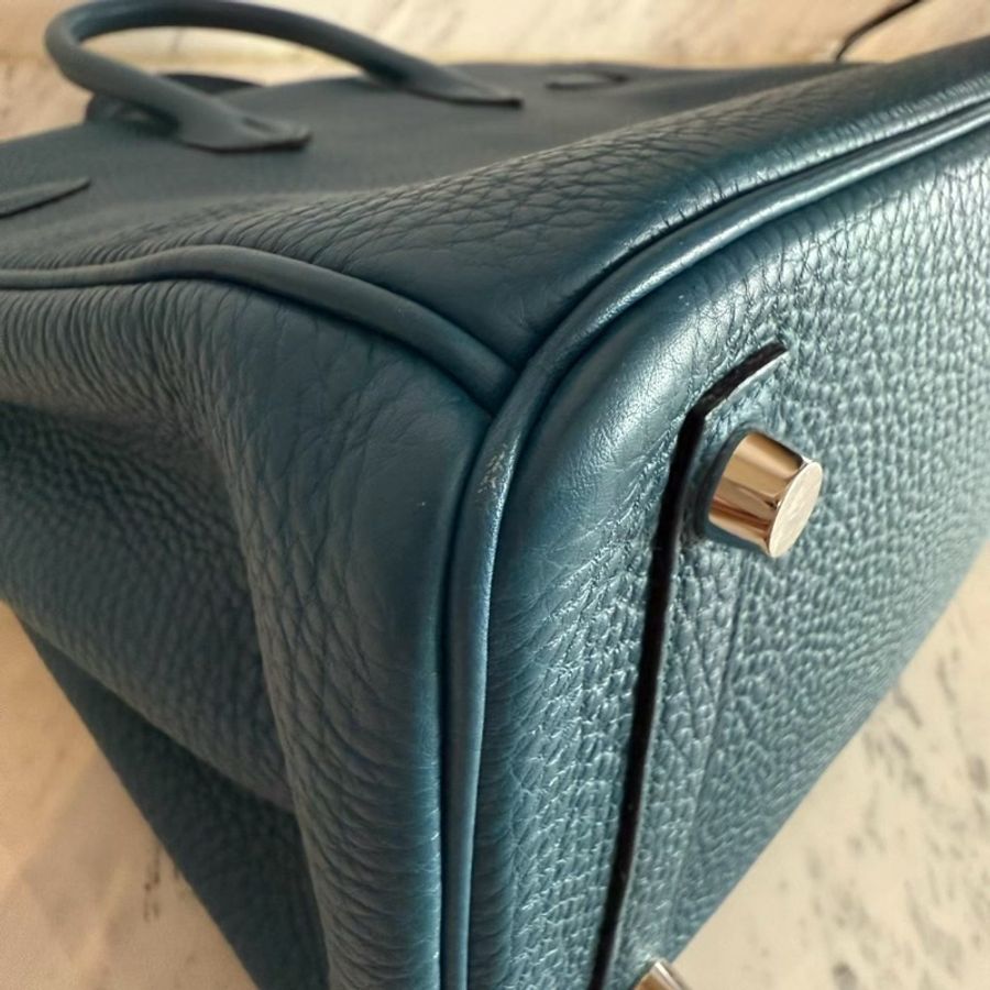 HERMES Birkin 25絕美藍色銀釦-38