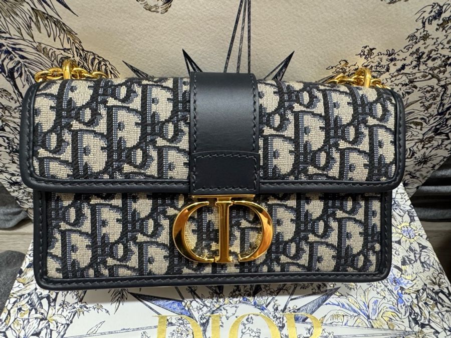 DIOR(迪奧) 30Montaigne 蒙田 EAST-WEST 老花 帆布 金扣 鏈條包-5