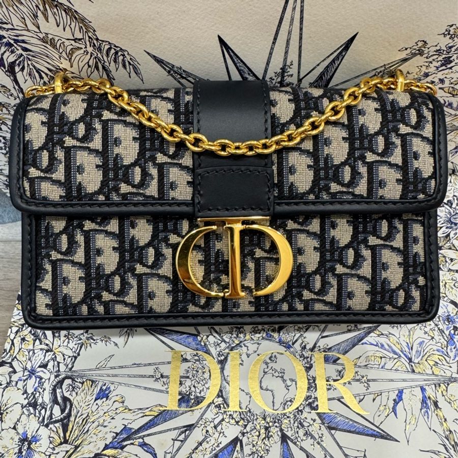 DIOR(迪奧) 30Montaigne 蒙田 EAST-WEST 老花 帆布 金扣 鏈條包-6