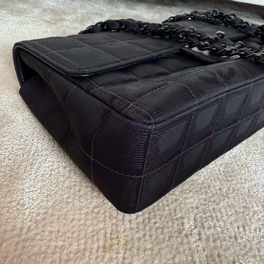 CHANEL So black CF24雙C logo香奈兒肩背斜背鏈條包-6