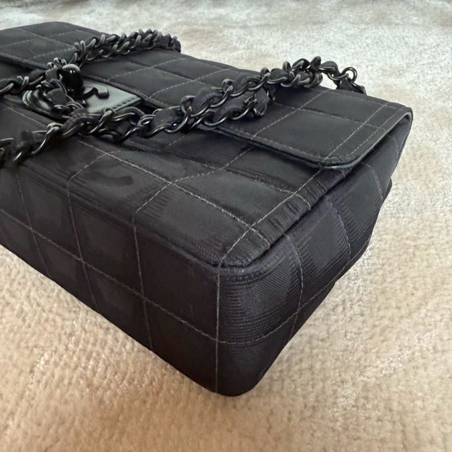 CHANEL So black CF24雙C logo香奈兒肩背斜背鏈條包-7