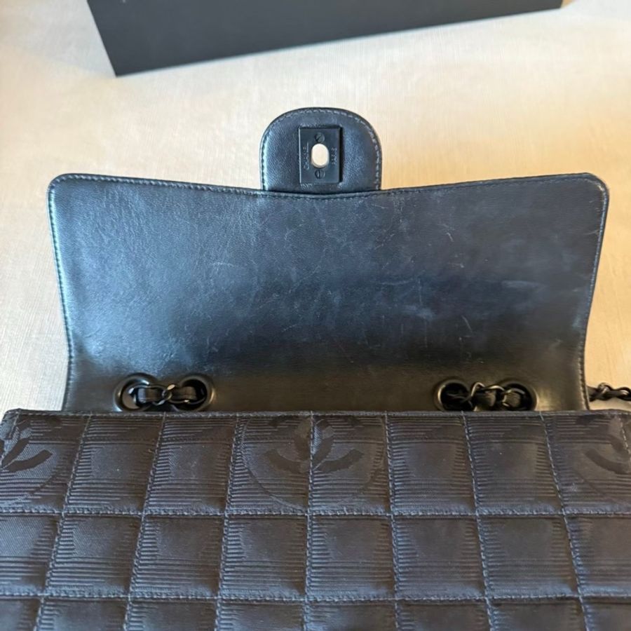 CHANEL So black CF24雙C logo香奈兒肩背斜背鏈條包-14