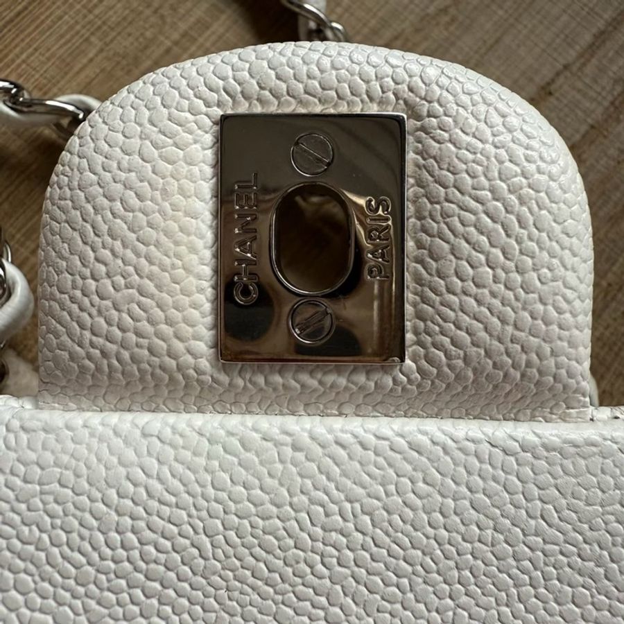 CHANEL CF26白色荔枝牛皮雙肩斜背鏈條包-4