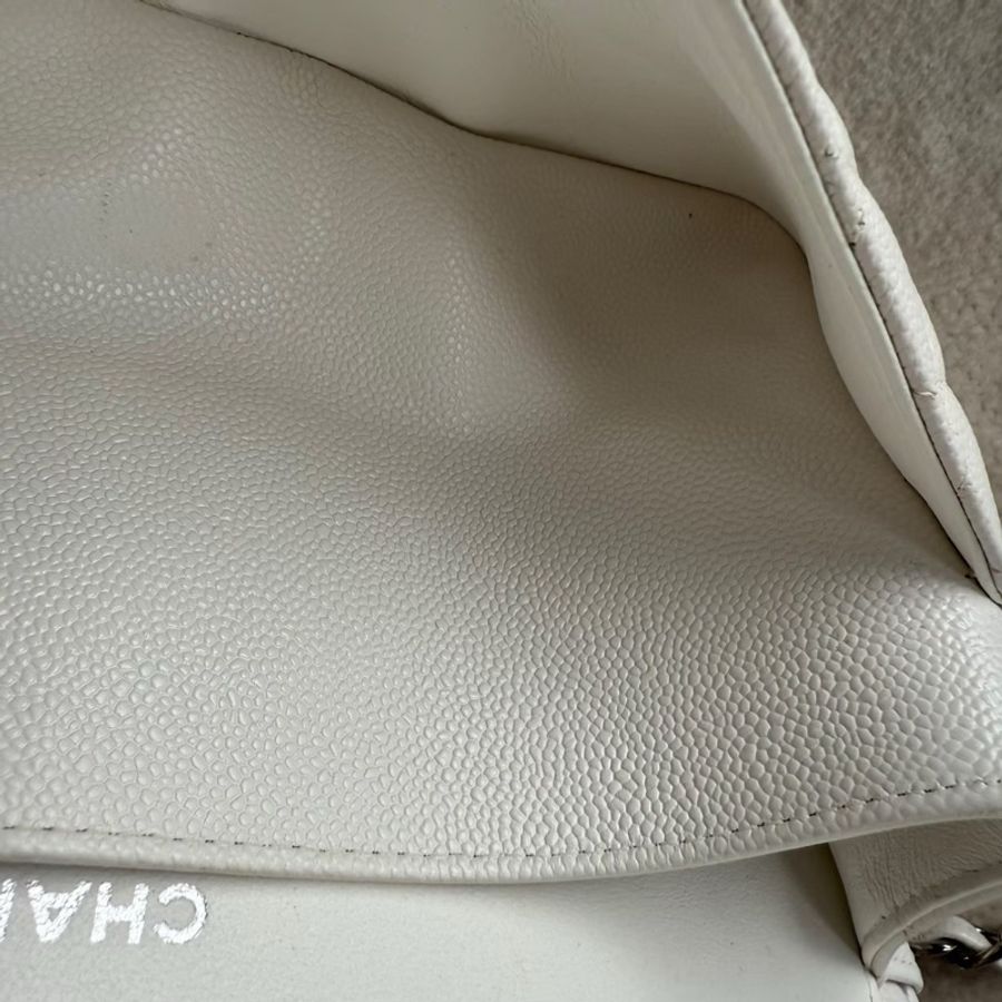 CHANEL CF26白色荔枝牛皮雙肩斜背鏈條包-17