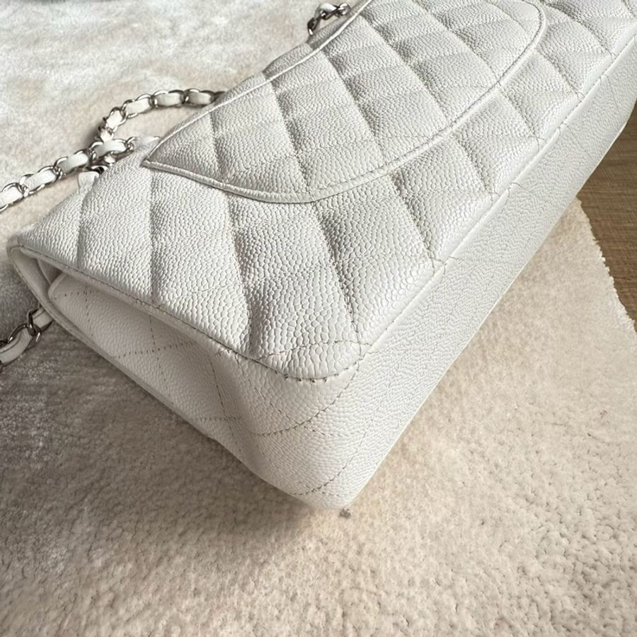 CHANEL CF26白色荔枝牛皮雙肩斜背鏈條包-20