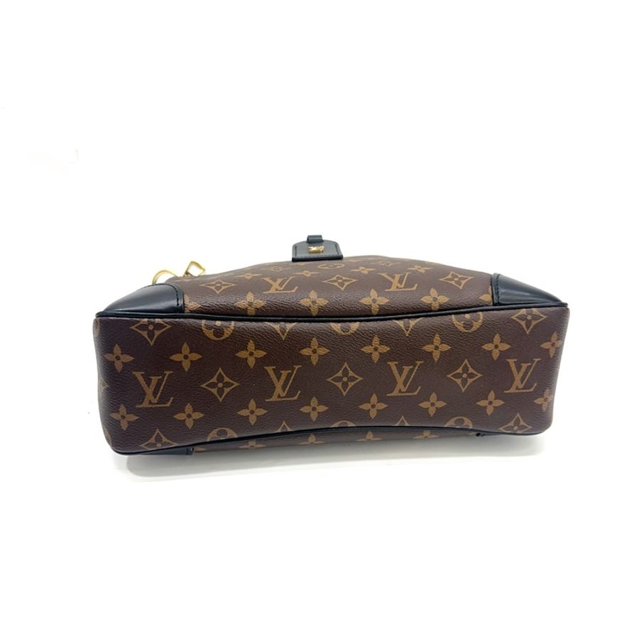 LV 原花拼黑牛皮金釦Odeon MM 肩斜背包 M45352-4