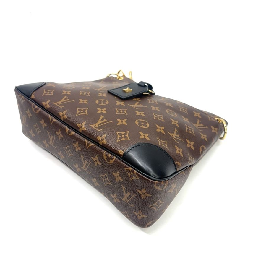 LV 原花拼黑牛皮金釦Odeon MM 肩斜背包 M45352-6