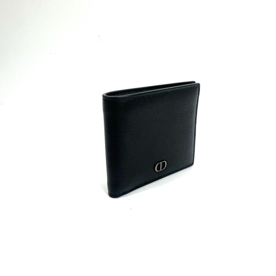 Dior 黑牛皮黑銀釦Icon 8卡對開短夾-2