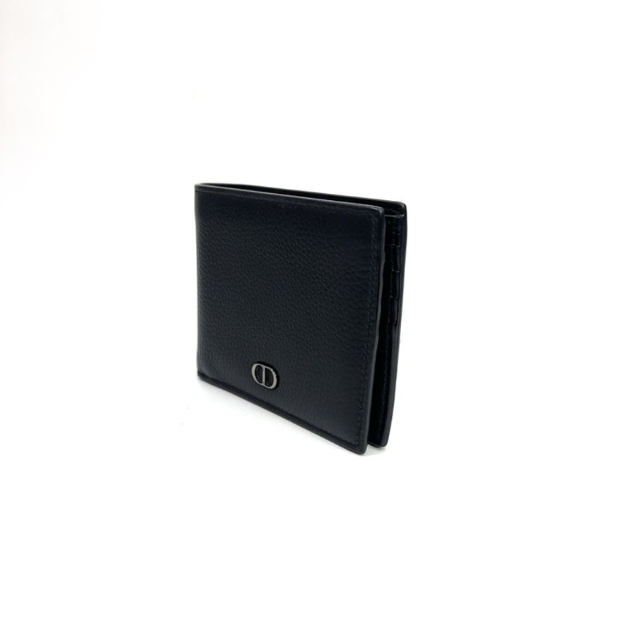Dior 黑牛皮黑銀釦Icon 8卡對開短夾-3