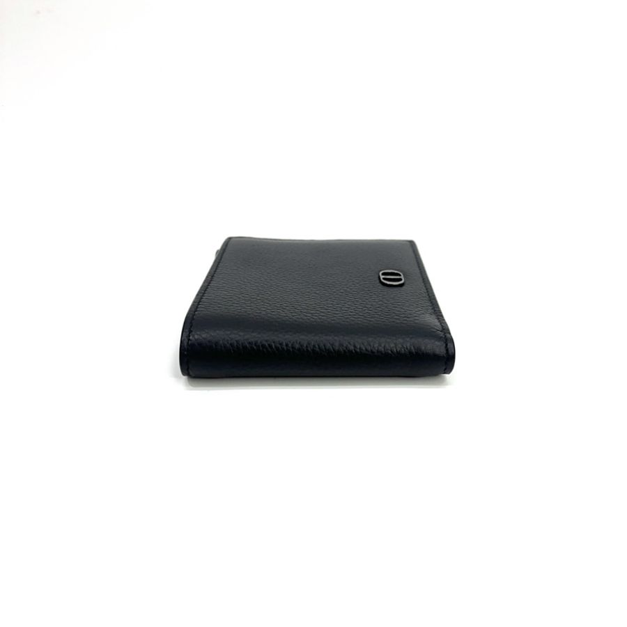 Dior 黑牛皮黑銀釦Icon 8卡對開短夾-4