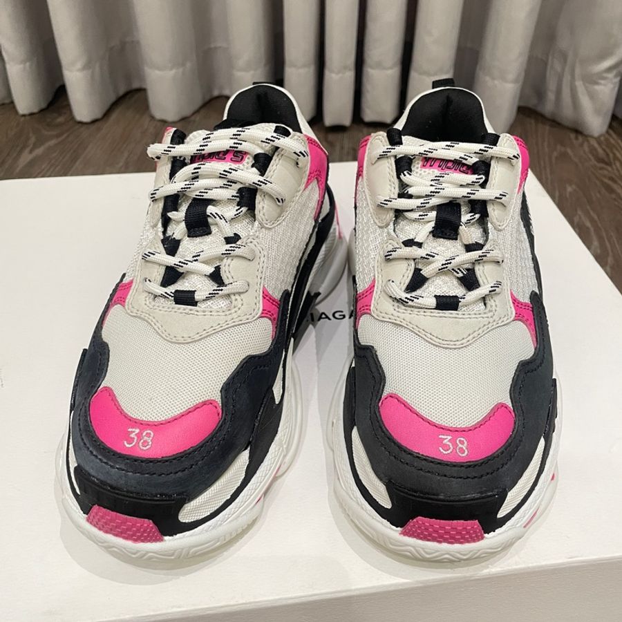 二手 Balenciaga 巴黎世家 Triple S 老爹鞋 尺寸:38 經典配色超百搭 桃黑配色-10