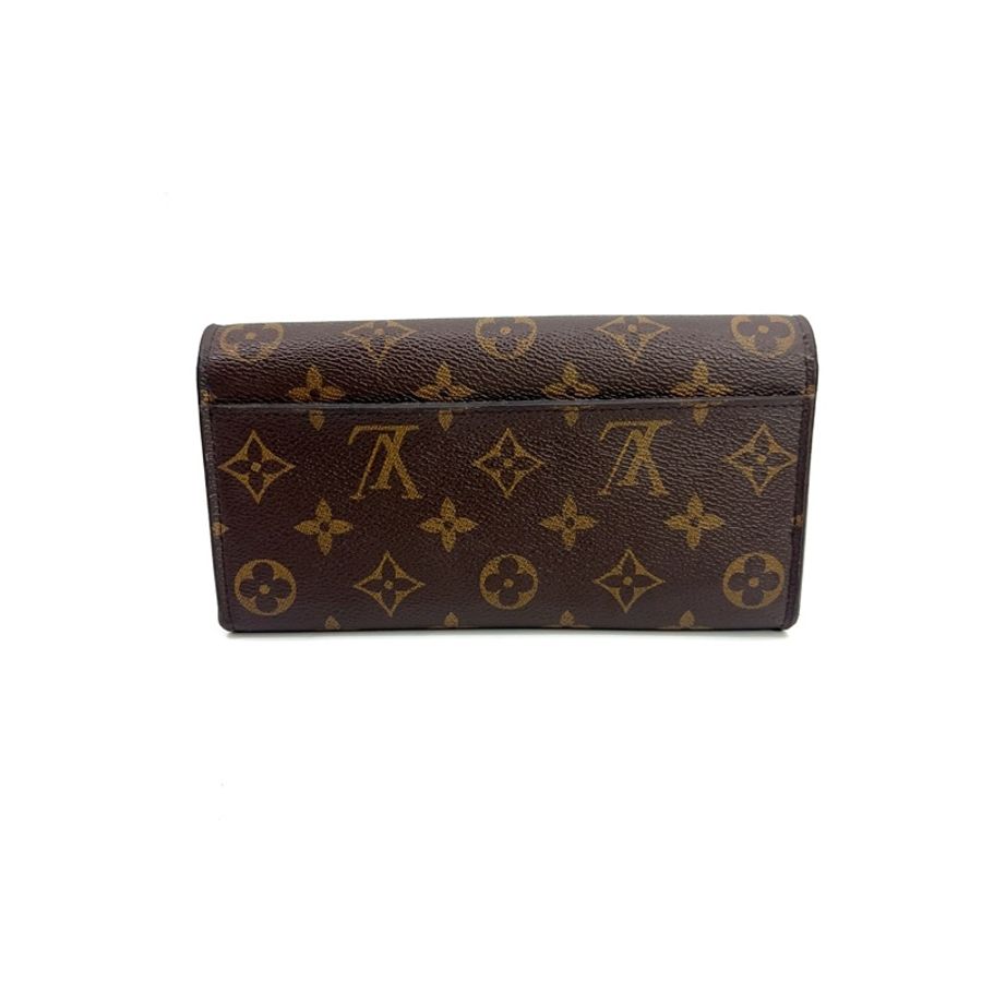 LV 原花拼粉內裡金釦Sarah下蓋16卡信封長夾-1