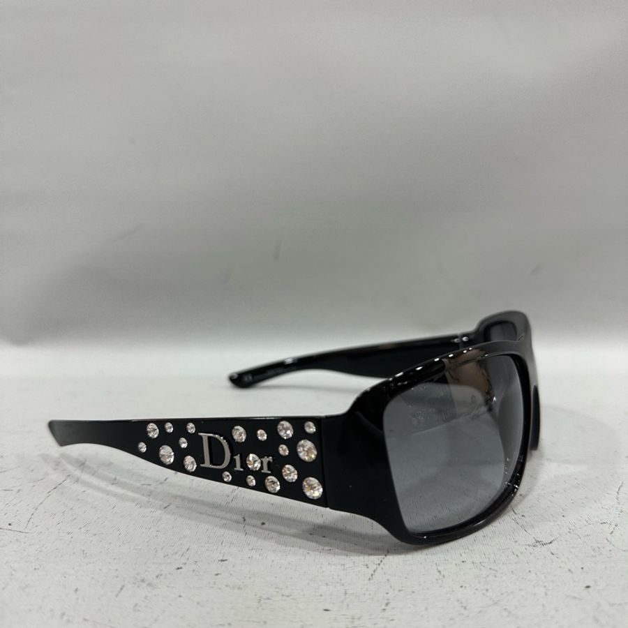 Christian Dior 黑膠框水鑽LOGO墨鏡-2