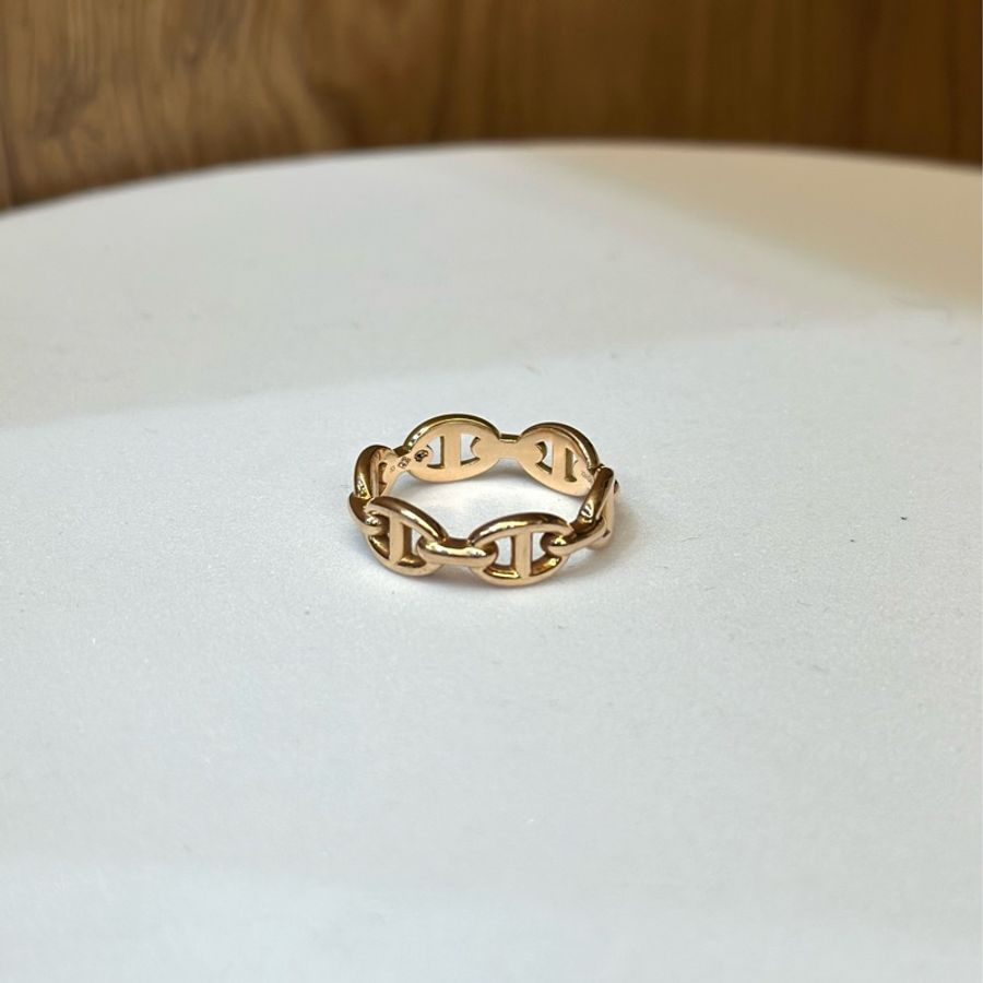 Hermes 750玫瑰金豬鼻戒指-5