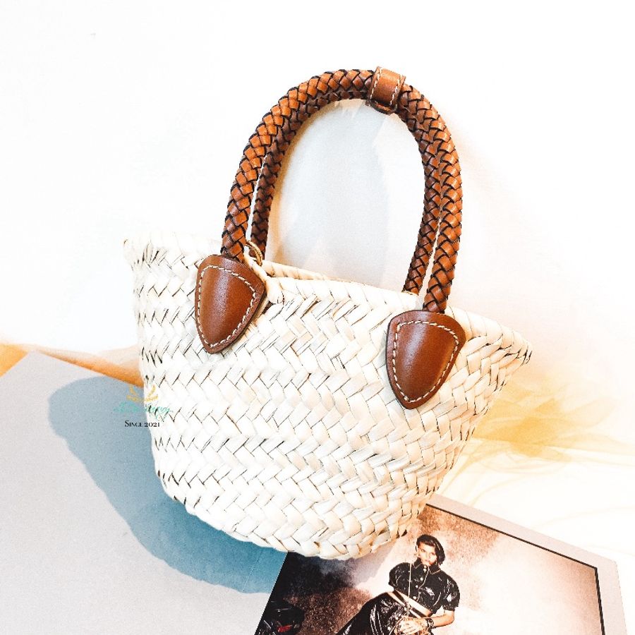 【 全新商品 】MIU MIU 5BA282 台灣櫃出 夏日限定 棕色 迷你 草編 小菜籃 草編包 兩用包-2