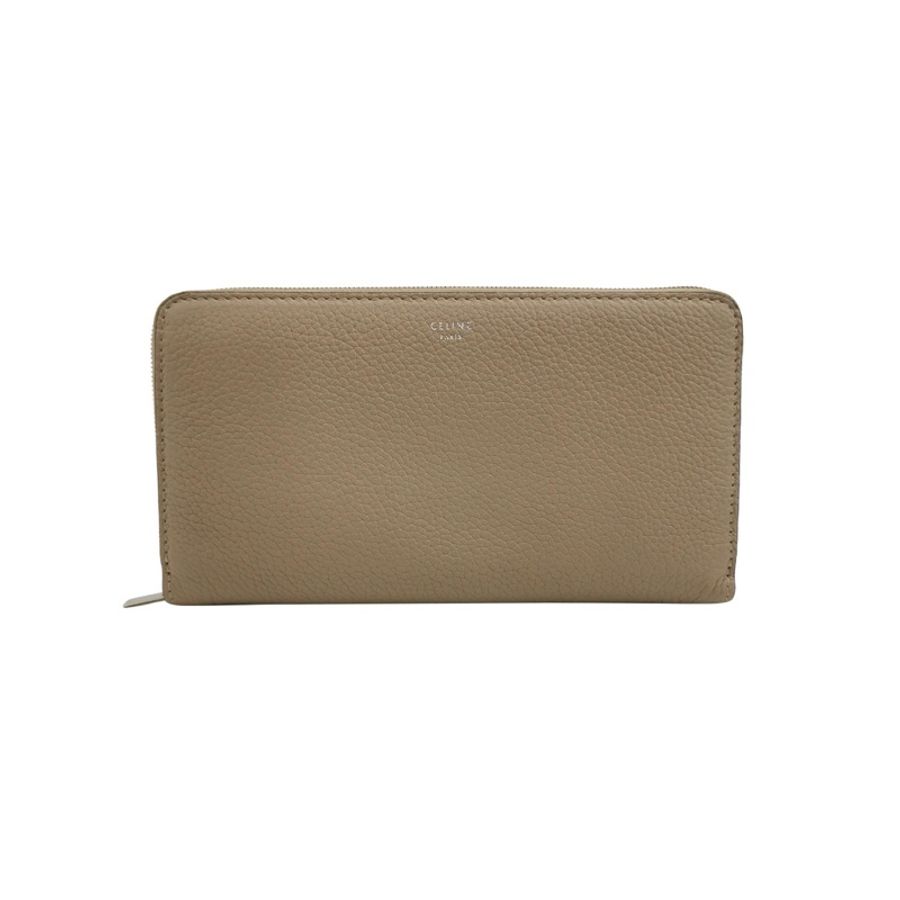 Celine 牛皮純色Logo長夾-0