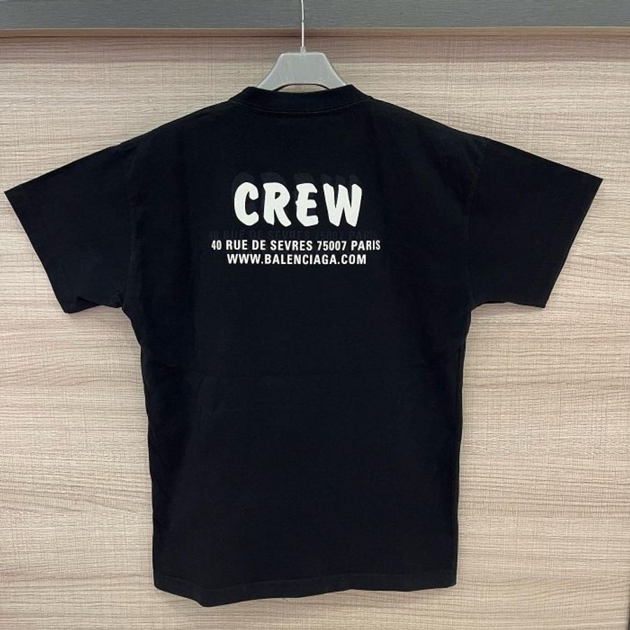 BALENCIAGA 巴黎世家 黑色拼白字紋短T-1