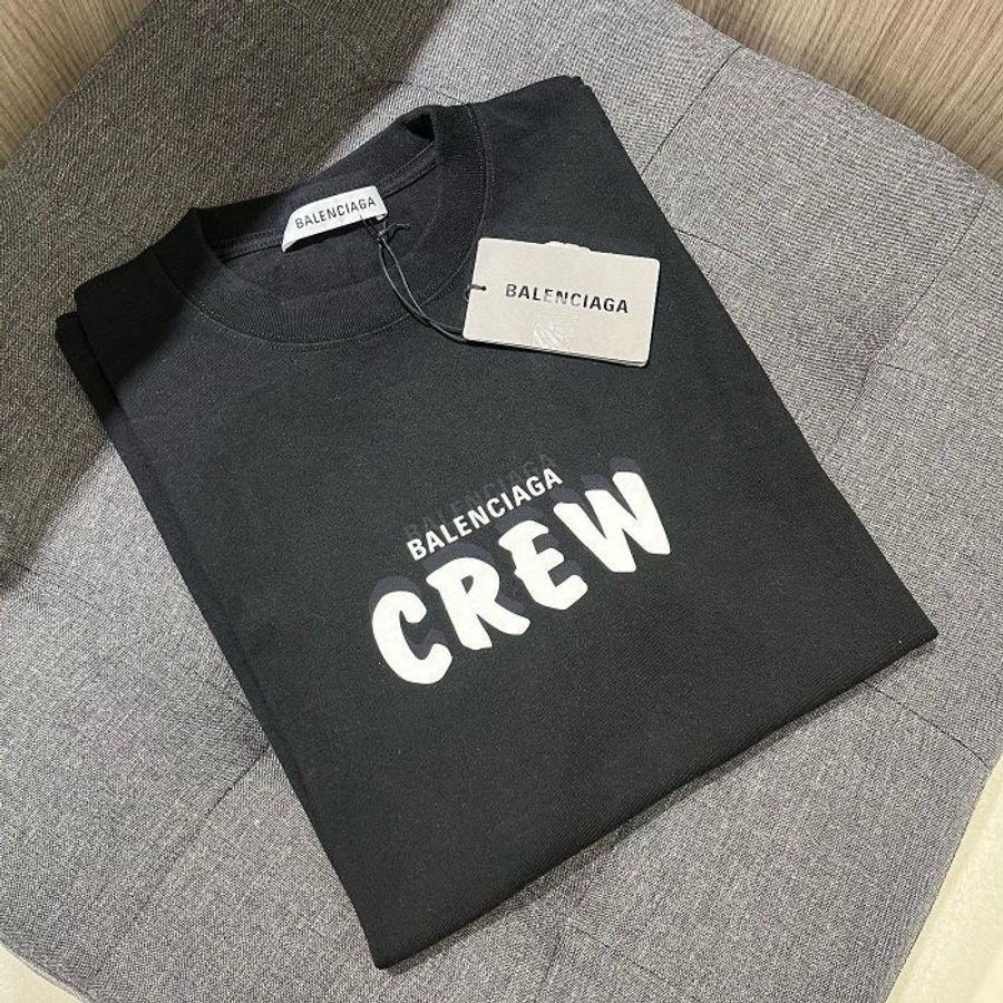 BALENCIAGA 巴黎世家 黑色拼白字紋短T-2