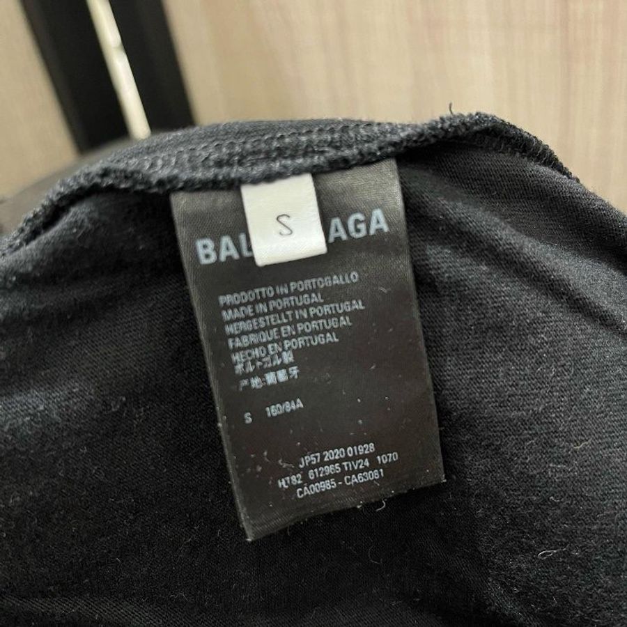 BALENCIAGA 巴黎世家 黑色拼白字紋短T-5