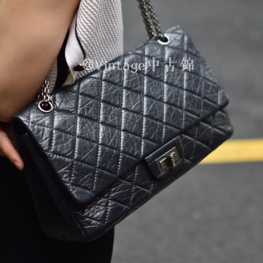 🤩全網最低價🤩Chanel黑銀大號2.55雙蓋單肩斜挎包👜-1