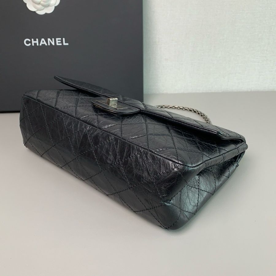 🤩全網最低價🤩Chanel黑銀大號2.55雙蓋單肩斜挎包👜-11