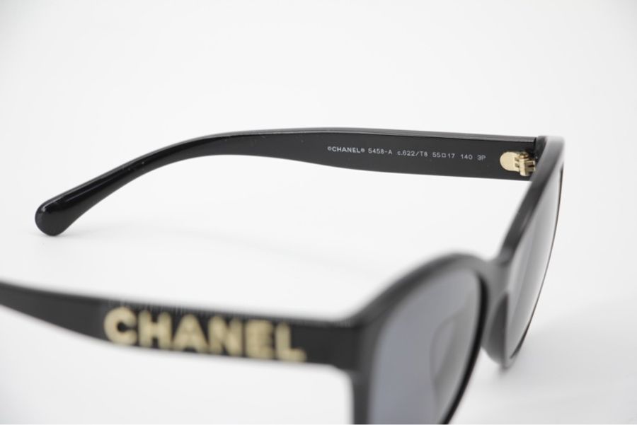 Chanel 2021 樹脂金色英文字黑色太陽眼鏡-10