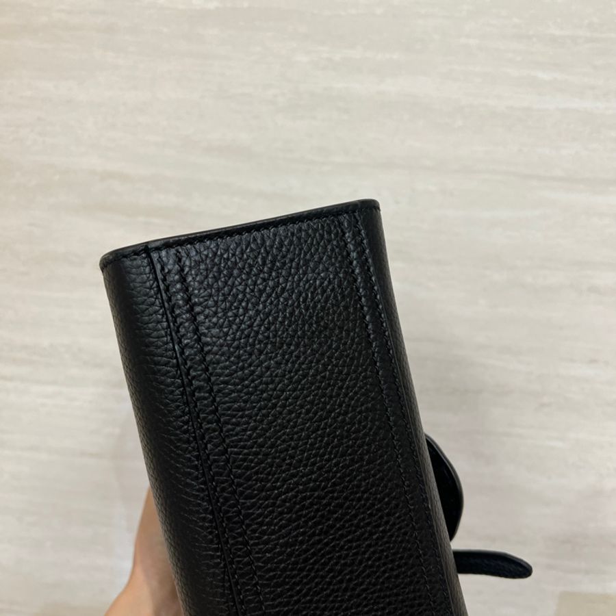 Gucci 黑牛皮霧金釦手提斜背包-7
