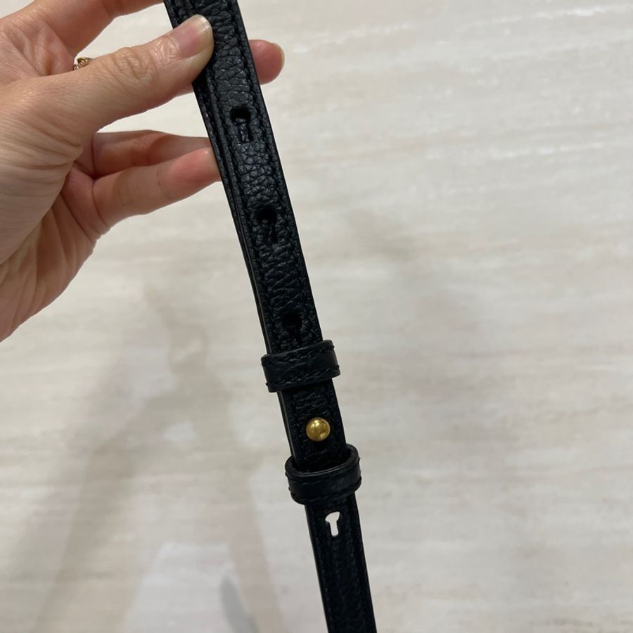 Gucci 黑牛皮霧金釦手提斜背包-15