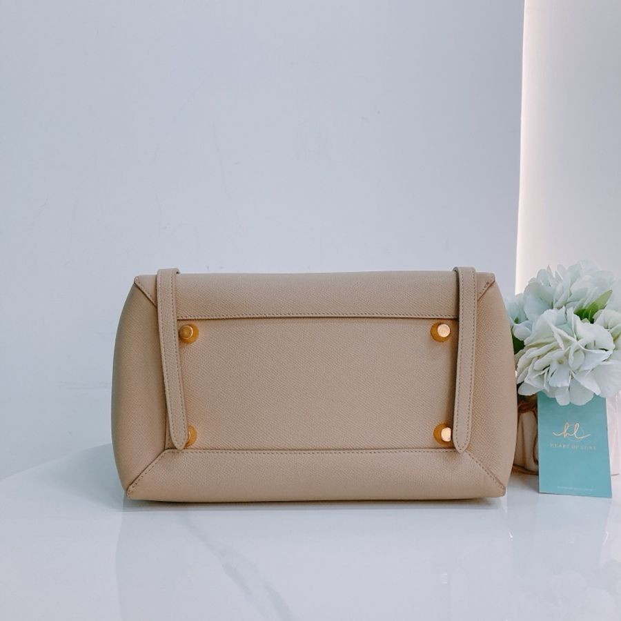 MS0289 賽琳 鯰魚包 米色 金扣 顆粒牛皮Celine Mini Belt Bag Beige X GHW Grained Calfskin-4