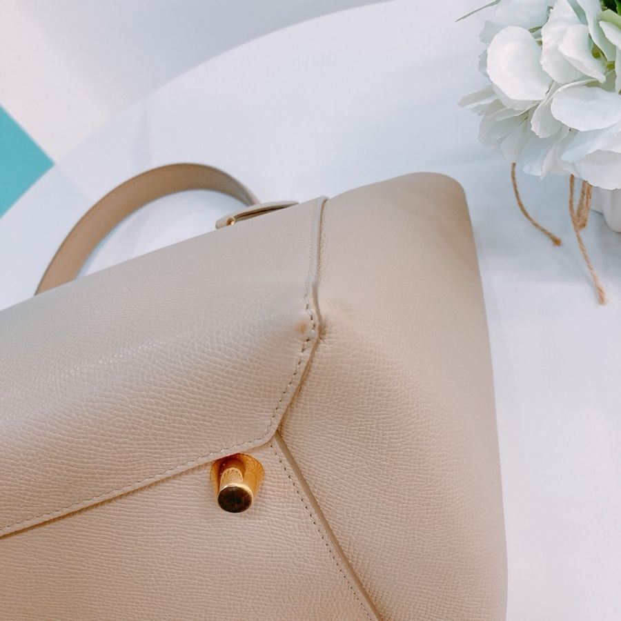 MS0289 賽琳 鯰魚包 米色 金扣 顆粒牛皮Celine Mini Belt Bag Beige X GHW Grained Calfskin-8