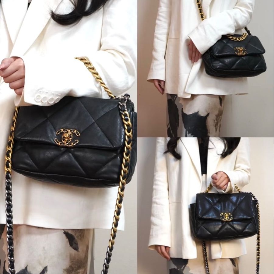 Chanel 香奈兒19bag 小號 黑金 羊皮26*16*9 晶片款-0
