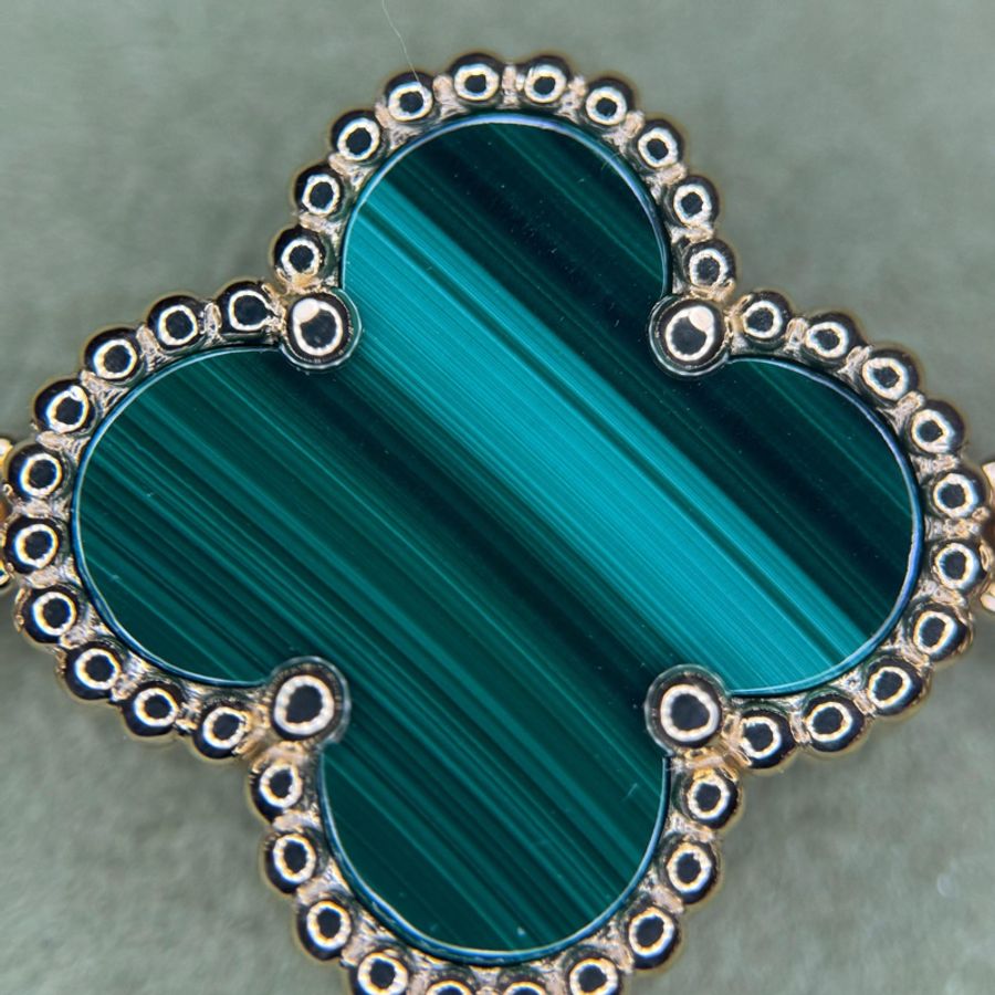 Van Cleef & Arpels VCA 梵克雅寶 18K金鑽石孔雀石五花手鏈 Vintage Alhambra-2