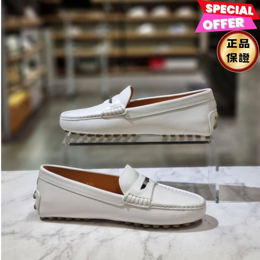 🎉新品好折扣✨Tod's 女款 Gommino 小牛皮駕駛樂福鞋 白色 EU36/36.5/37/37.5/38/38.5/39/40-0