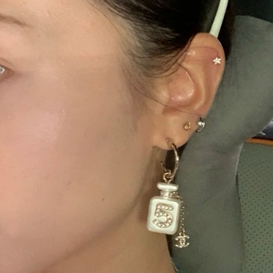 CHANEL 5號香水瓶耳環 附件:盒子,冊子~-7