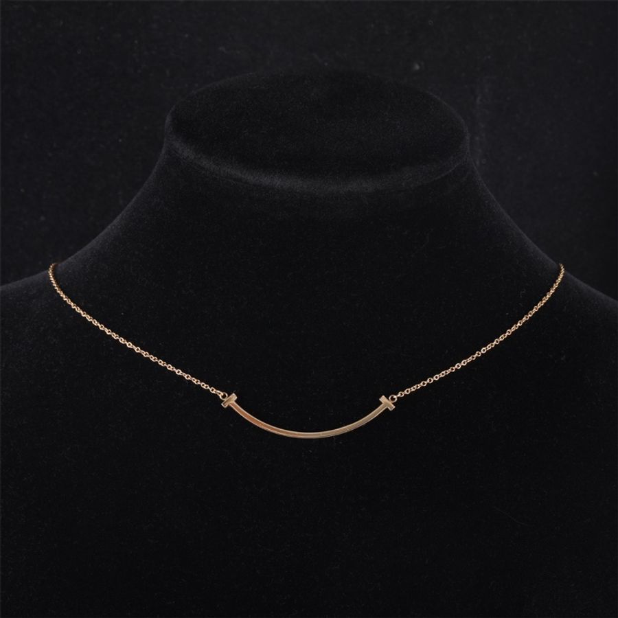 TIFFANY&CO(蒂芙尼) Tiffany T 微笑項鏈 小號 18K黃金 項鏈 黃金-0