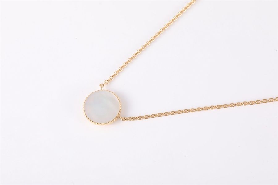 DIOR(迪奧) 18K黃金 白貝母 黃金 ROSE DES VENTS 系列 羅盤 帶鑽 項鏈 18K-2