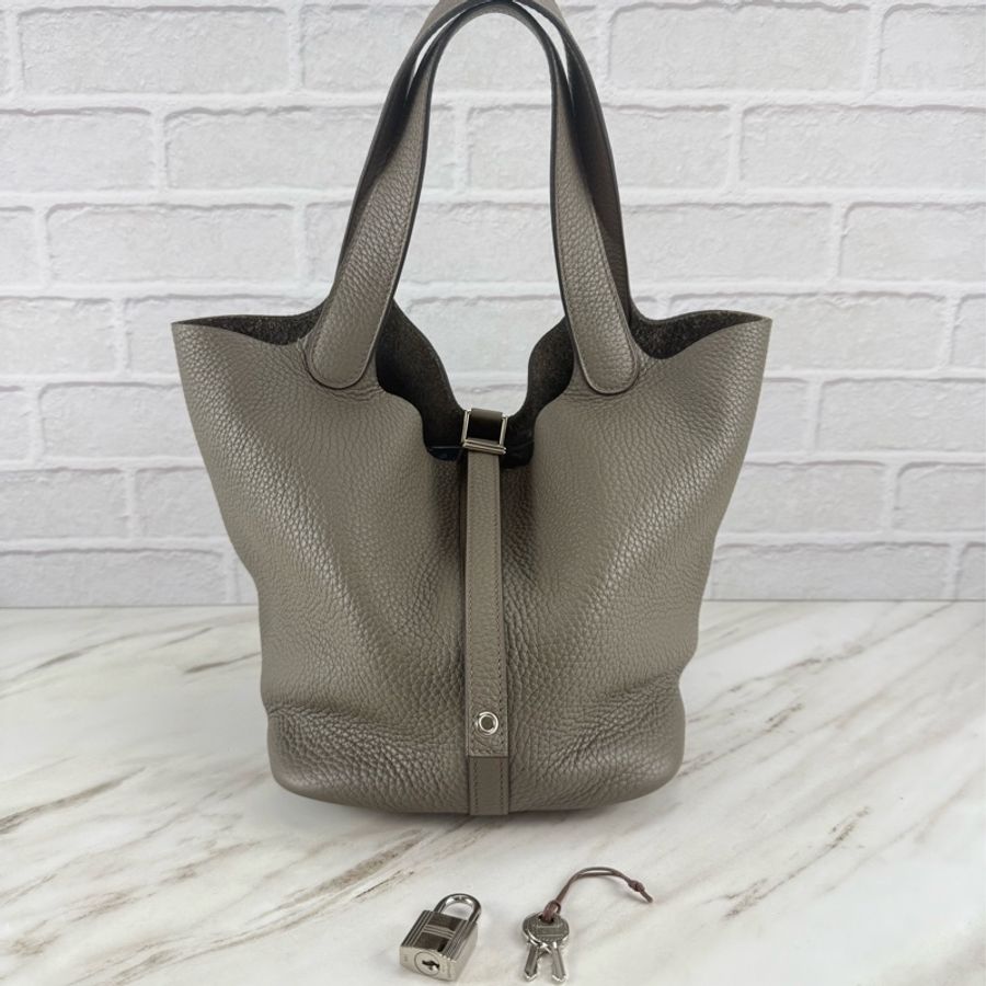 愛馬仕 Hermès Picotin 22 菜籃子 8F錫器灰銀釦-5