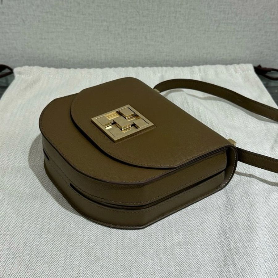HERMES 栗子色金扣mosaique 馬賽克mini肩背包17*16*5 99新配件盒子塵袋-4