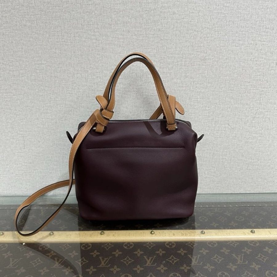 Celine 酒紅色SOFT CUBE小號方塊肩背手提包 25*10*20 98新配件塵袋-5