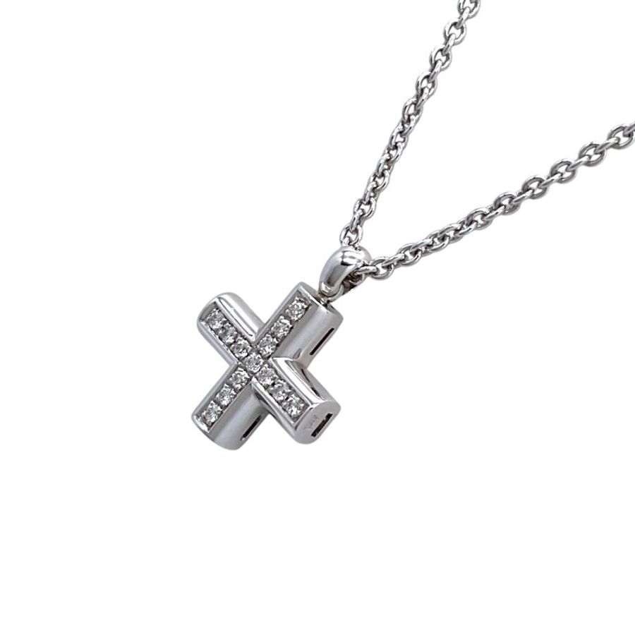 BVLGARI 寶格麗 Greek Cross 白金 鑽石 項鏈-2