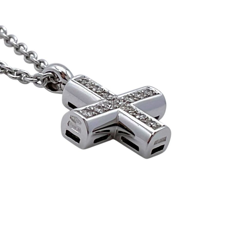 BVLGARI 寶格麗 Greek Cross 白金 鑽石 項鏈-4