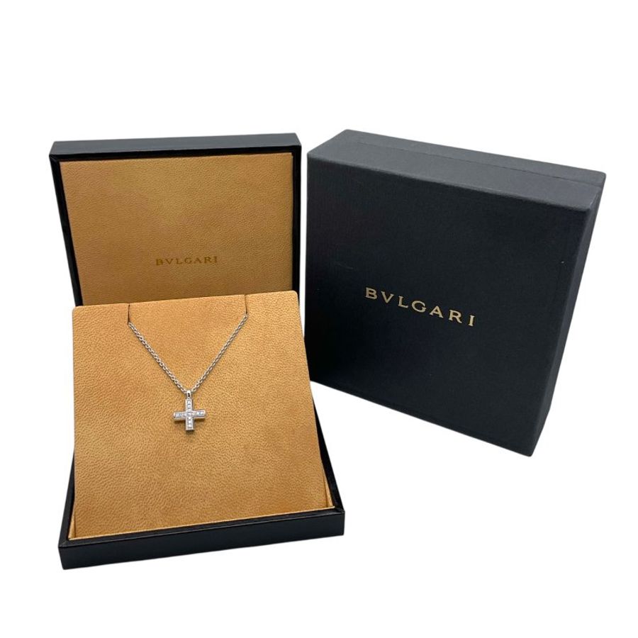 BVLGARI 寶格麗 Greek Cross 白金 鑽石 項鏈-7