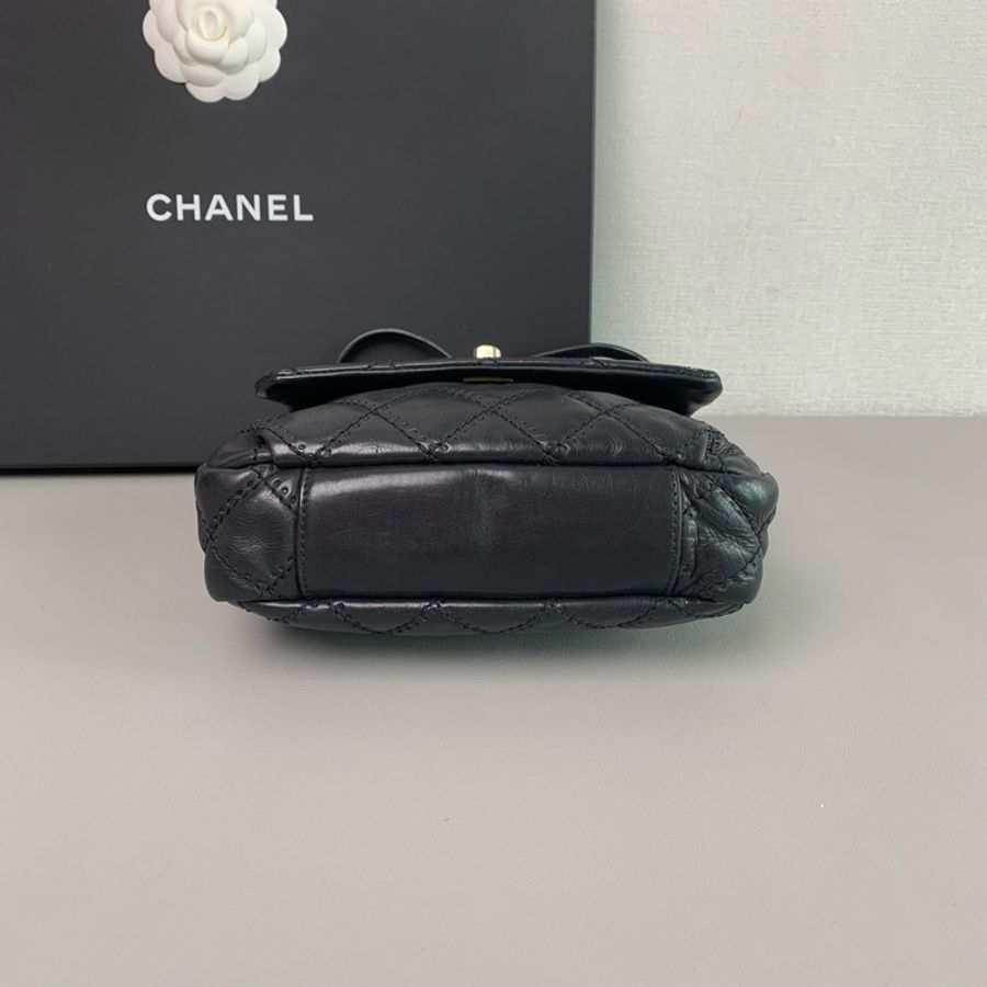 98新🆕Chanel黑金牛皮外縫線雲朵方胖子斜挎單肩包☁️-4